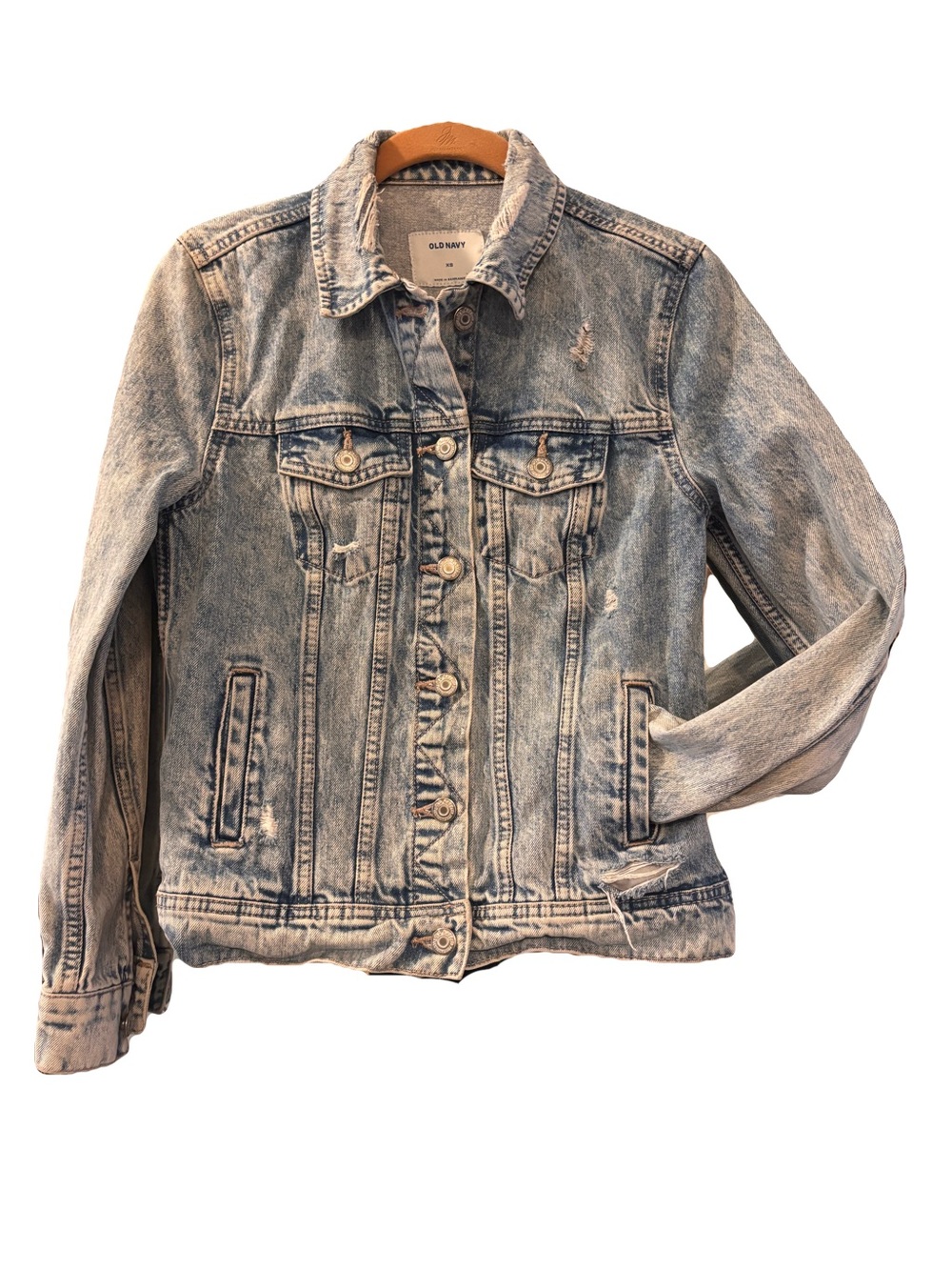 Old Navy Women's Distressed Blue Denim Grunge Jacket XS